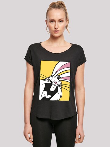 F4NT4STIC Shirt 'Looney Tunes Bugs Bunny Laughing' in Zwart: voorkant