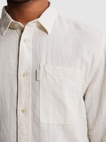 CAST IRON Regular fit Skjorta 'Shirt in cotton/linen twill with chest pocket' i grå
