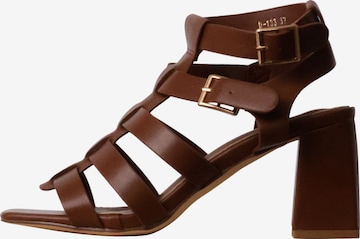 Super Mode Sandaal 'Bellucci-Sandalen mit Absatz' in Bruin: voorkant