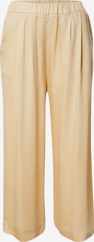 Bizance Paris Wide Leg Bukser med lægfolder 'EUNICE' i beige: forside