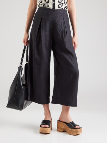 Wide leg Pantaloni con pieghe di & Other Stories in nero: frontale