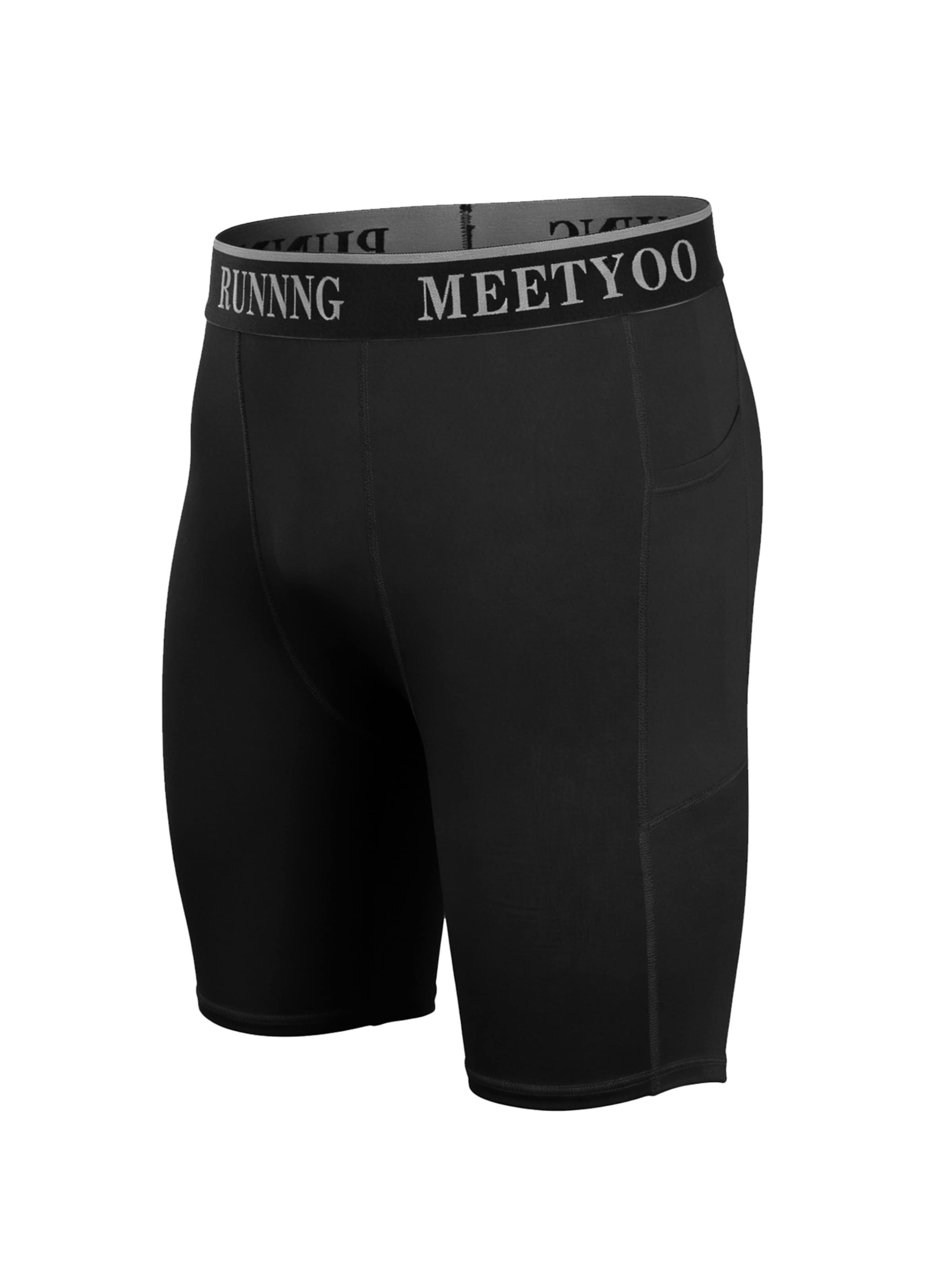 MEETWEE Slimfit Sportbroek 'Sports short trousers men's drying with pocket for fitness summer' in Zwart