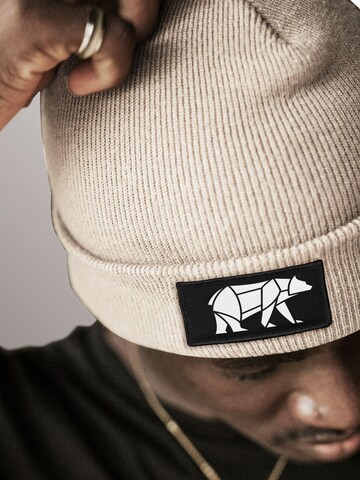 Neverless Beanie 'Bär Lineart Polygon' in Beige