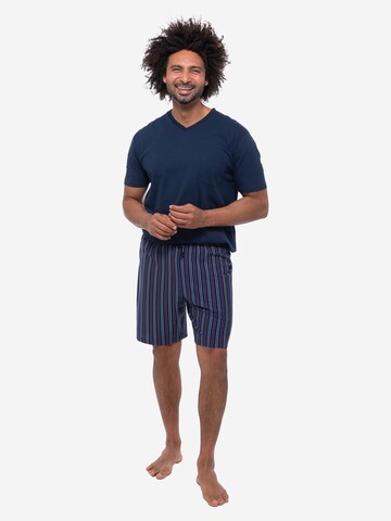 Ammann Pyjama kort 'Night & Home Cotton' in Blauw
