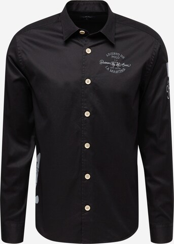La Martina Button Up Shirt in Black: front