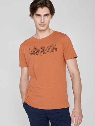 GREENBOMB Shirt 'Nature Goats Family' in Orange: front