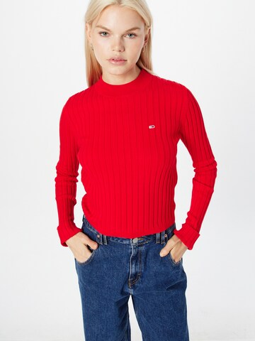 Tommy Jeans كنزة صوفية بلون أحمر: الأمام