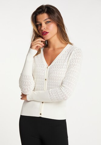 faina Knit Cardigan in White: front