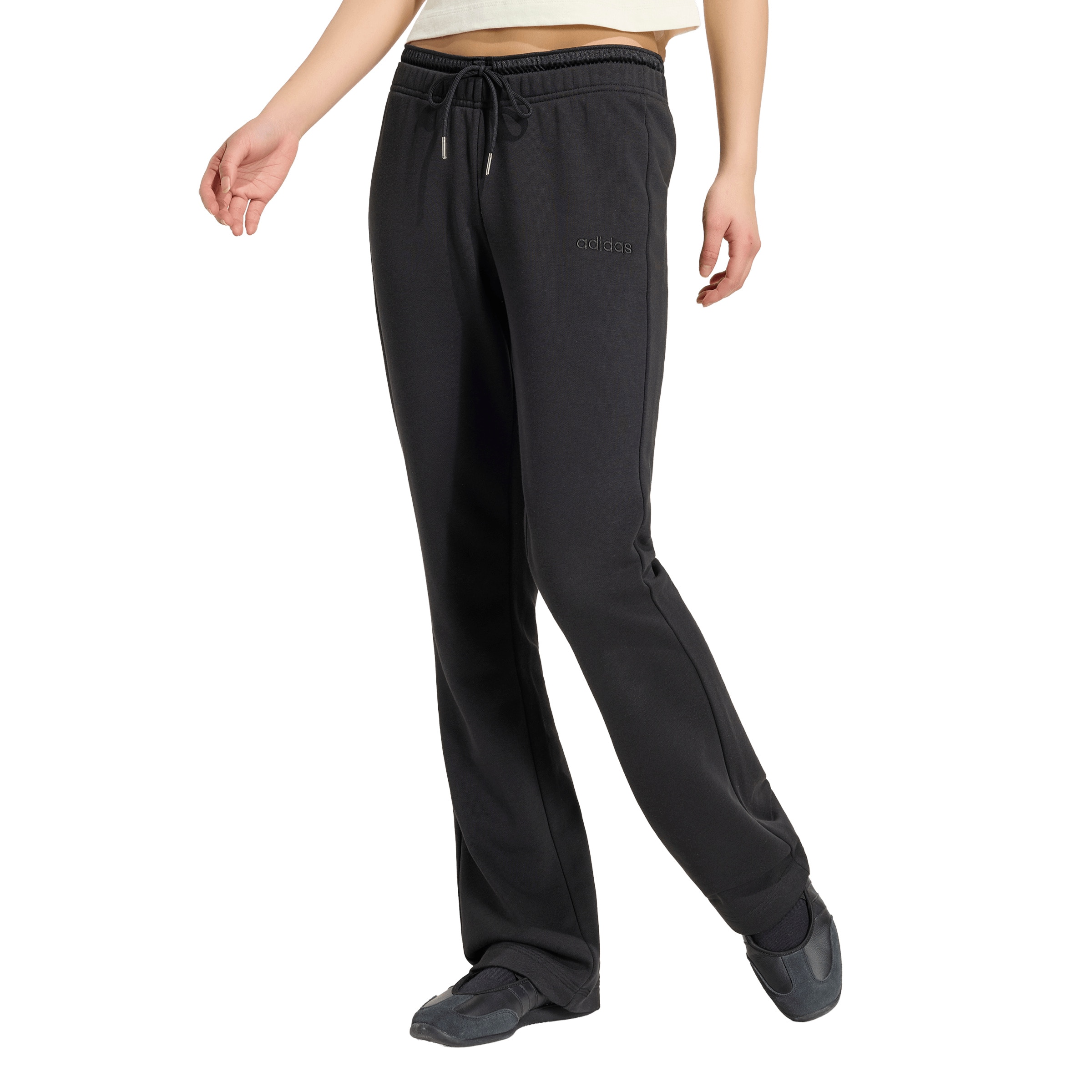 Evazați Pantaloni sport de la ADIDAS SPORTSWEAR pe negru: față