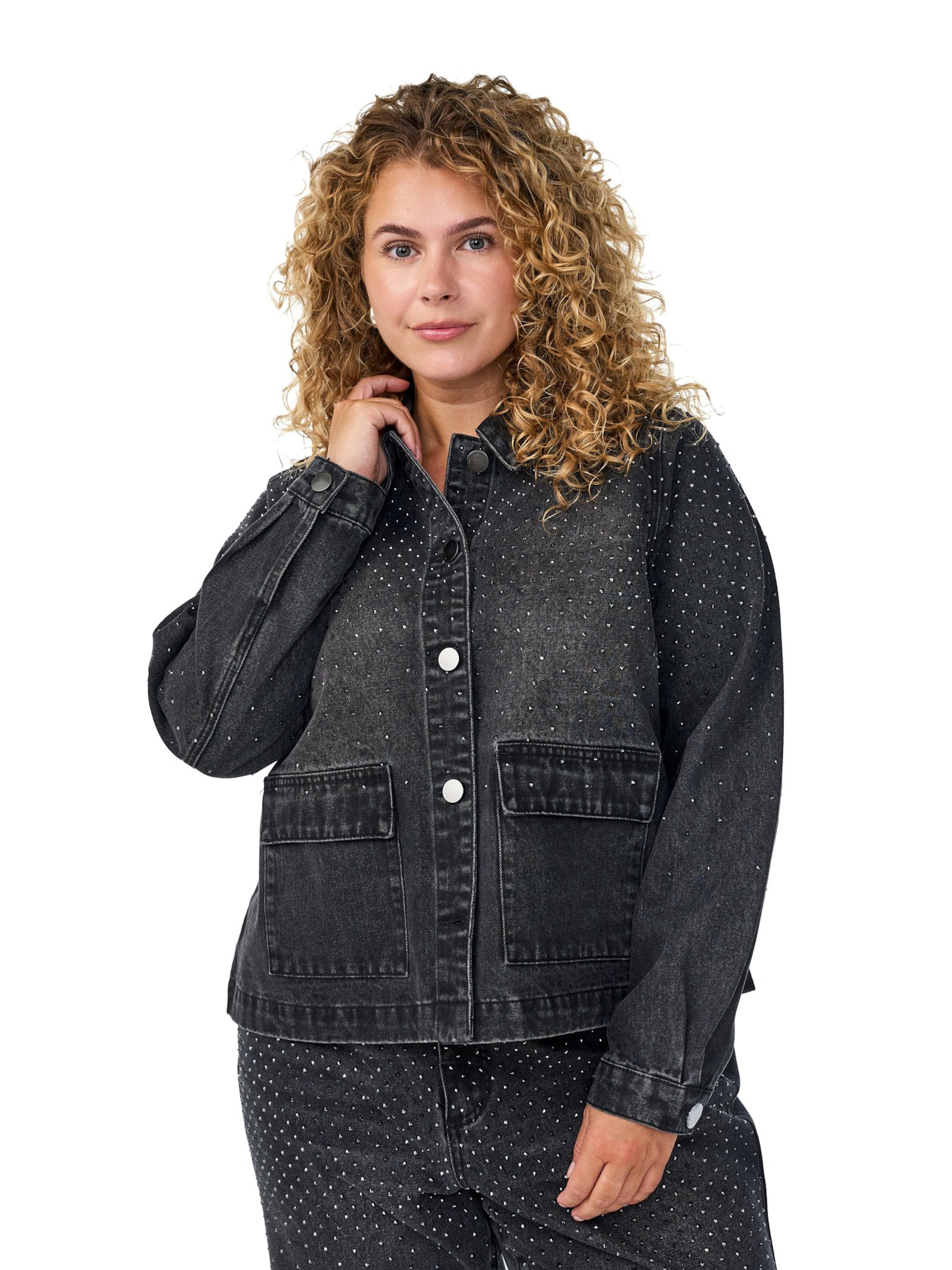 Zizzi Демисезонная куртка 'JMAVIA' в Серый: спереди