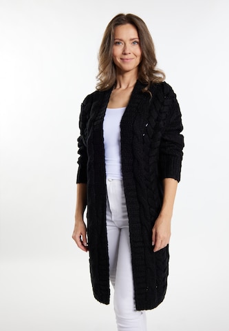 usha WHITE LABEL Knit Cardigan in Black: front