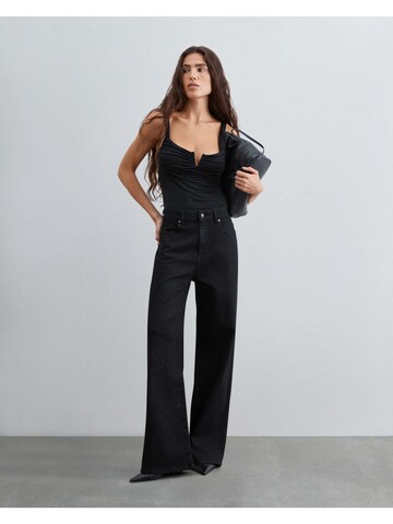 Scalpers Wide leg Jeans 'Shinny Air' in Black