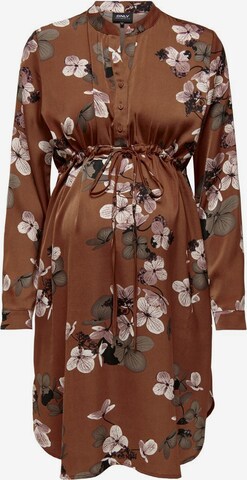 Only Maternity Shirt Dress in Brown: front