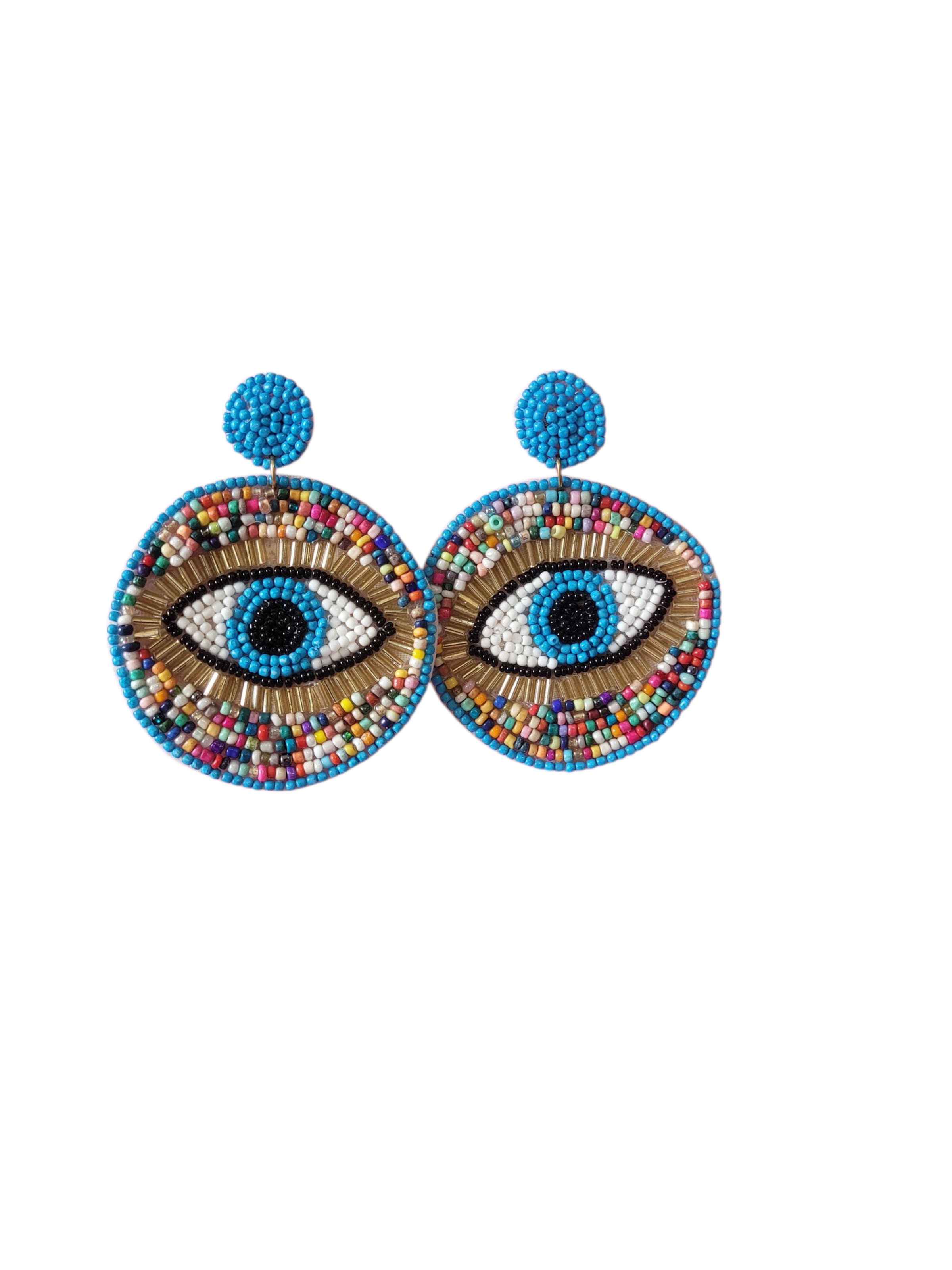 PfauGermany Ohrringe 'Evil Eye'‌ in Blau: Vorderseite