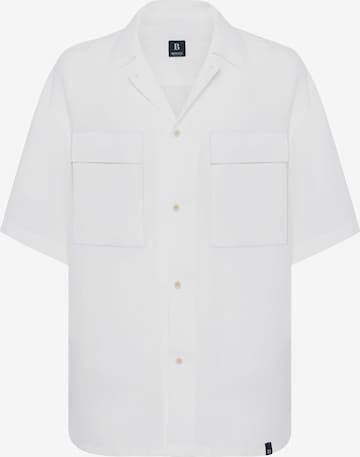 Boggi Milano - Comfort Fit Camisa 'Camp' em branco: frente