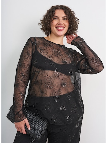 Zizzi Bluse 'MASMIN' i sort: forside
