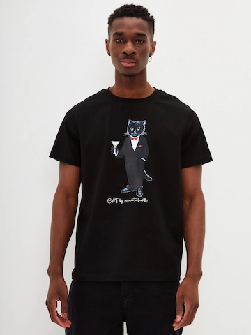 Cat e Lolette - Camiseta 'Dandy Cat' en negro: frente