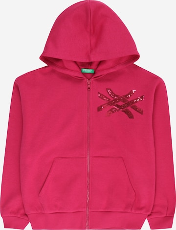 UNITED COLORS OF BENETTON Zip-Up Hoodie in Pink: front
