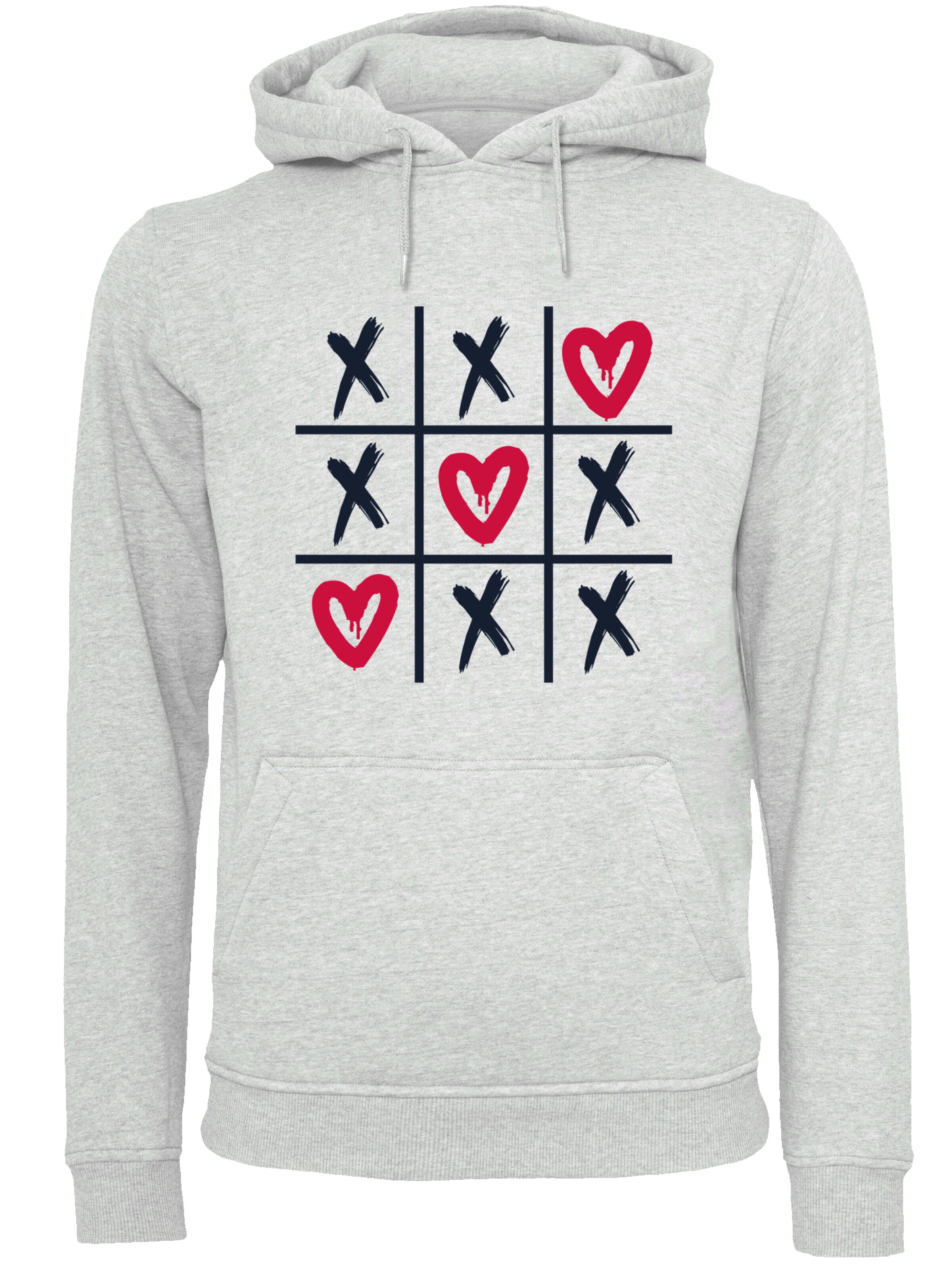 Sweat-shirt 'Valentinstag Herz Tic Tac Toe' F4NT4STIC en gris : devant