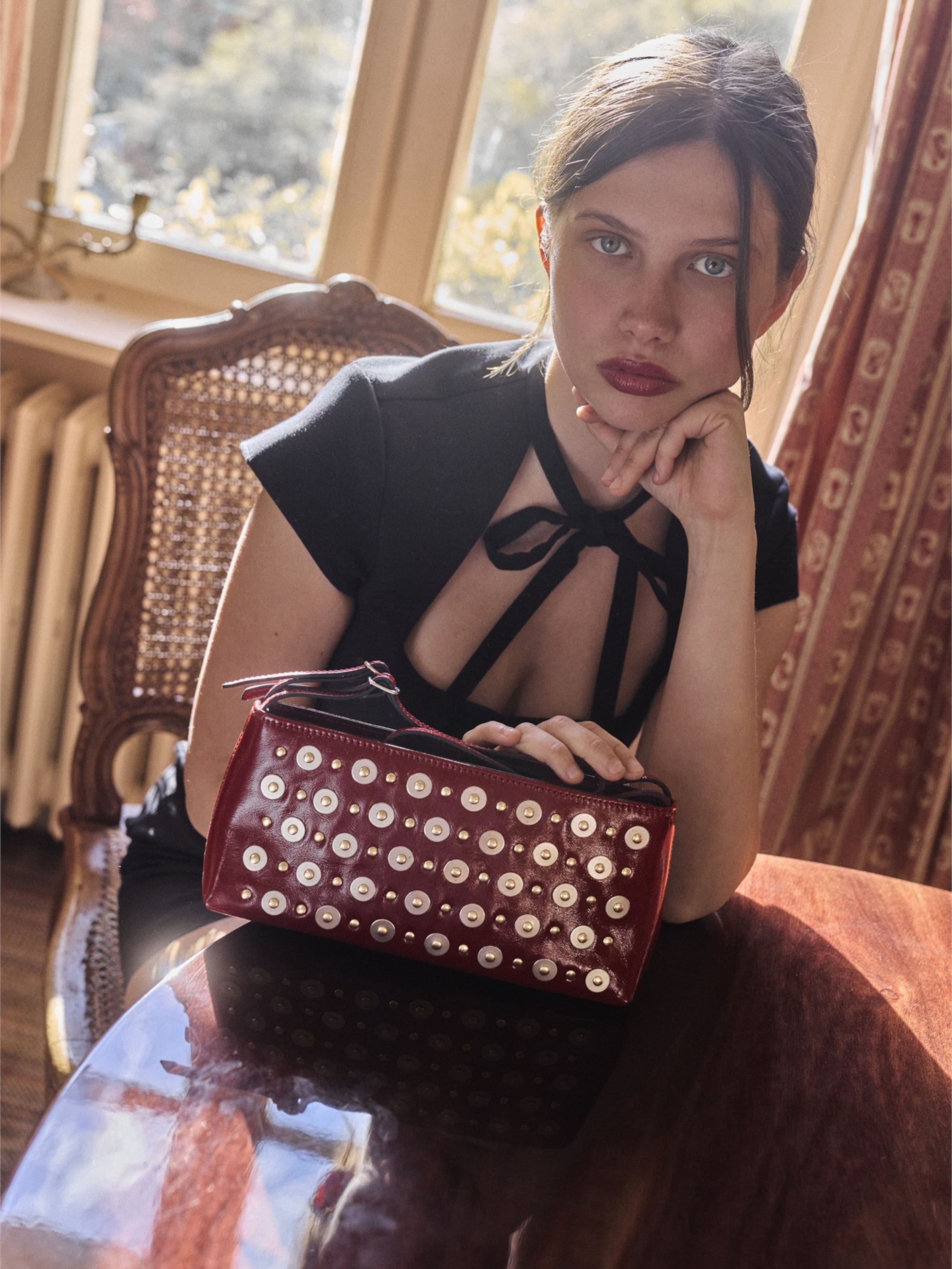 Nat&Nin Shoulder bag 'Nya Stud' in Red