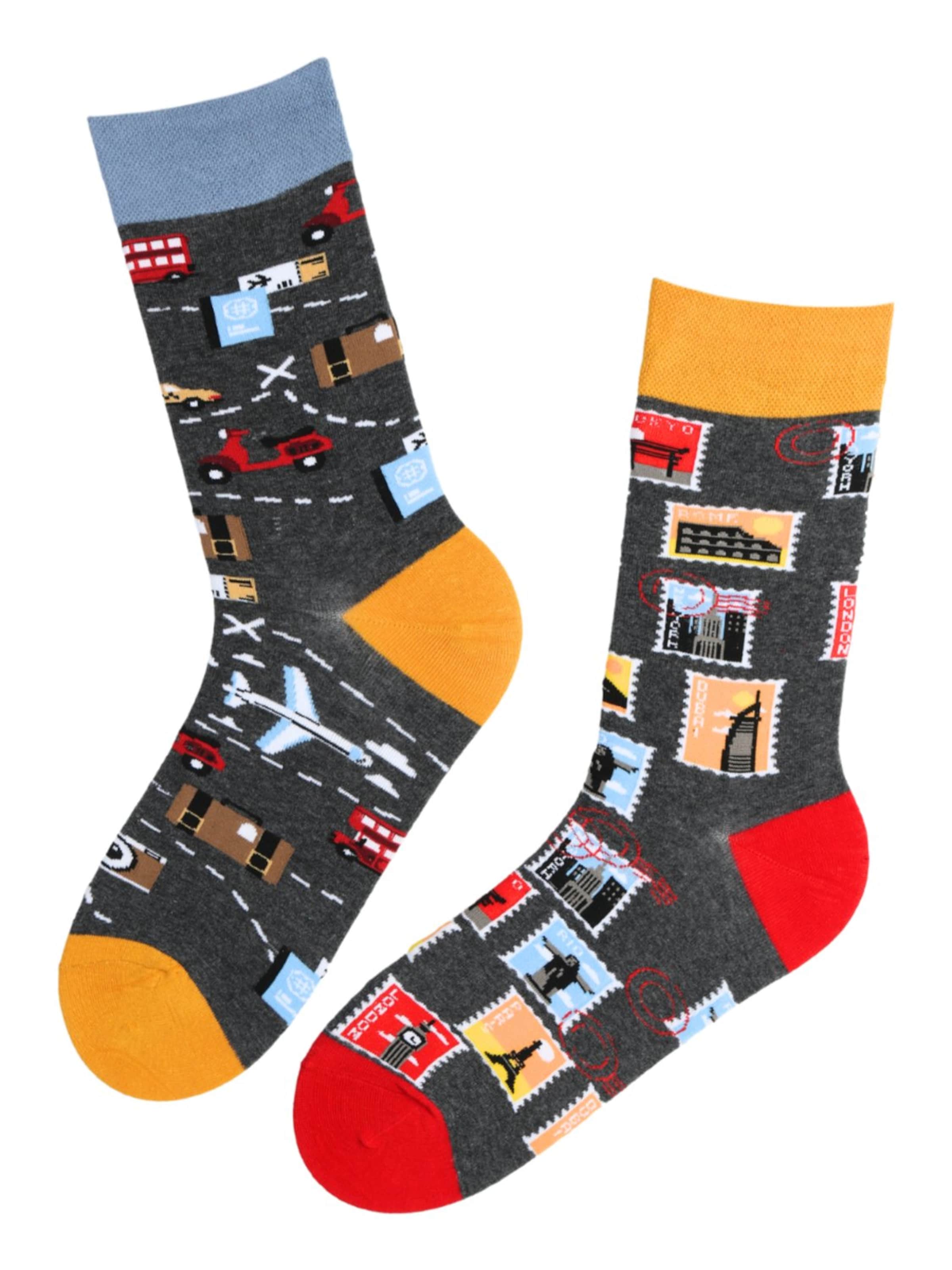 Chaussettes 'TRAVEL cotton socks' Sokisahtel en gris : devant