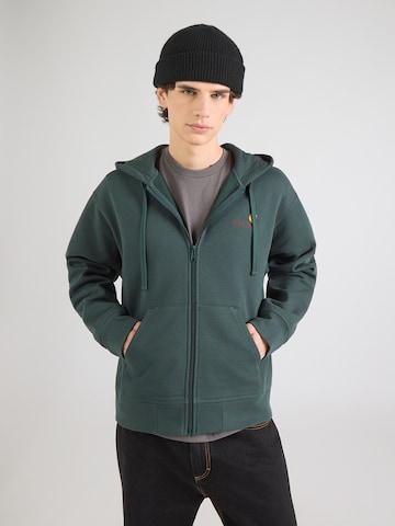 Carhartt WIP - Sudadera con cremallera 'American Script' en verde: frente