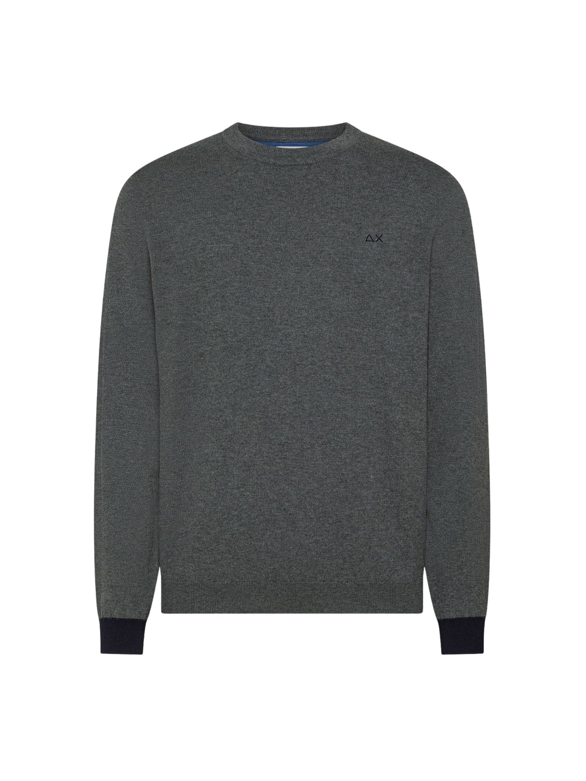 SUN68 Sweater 'Dark grey cotton and wool crewneck sweater' in Grey: front
