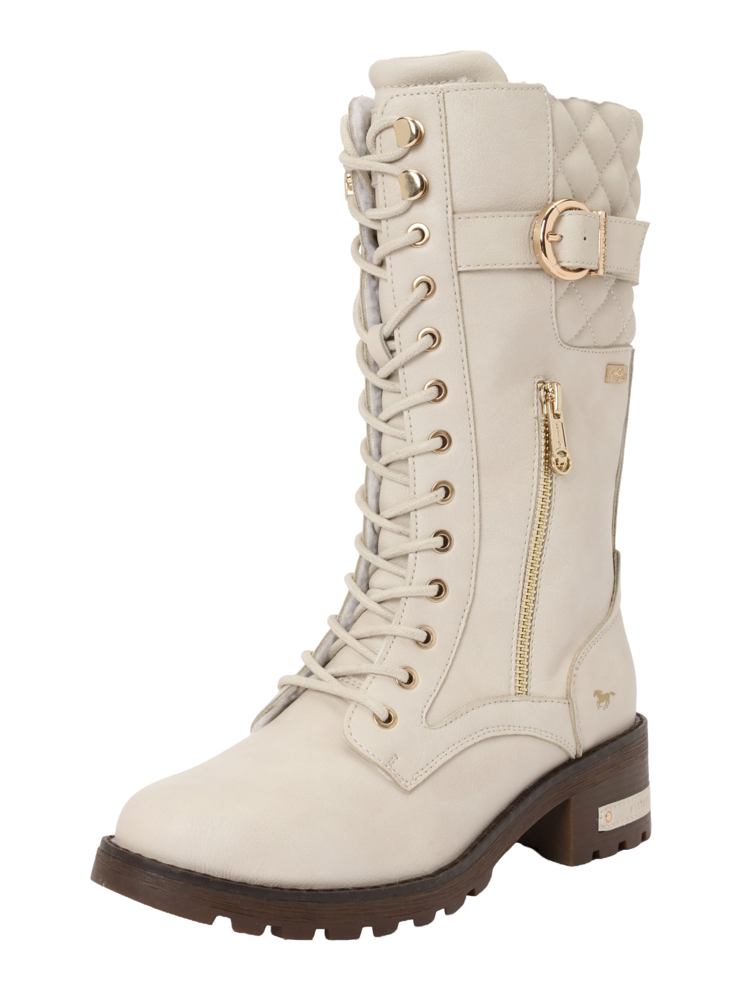 MUSTANG Fűzős csizmák - bézs: elől