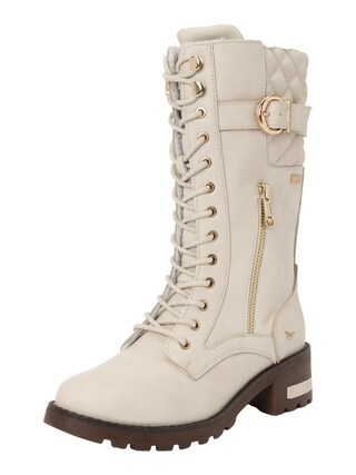 MUSTANG Stivali Donna 1229-516, Similpelle Con Allacciatura E Cerniera, Colore Beige