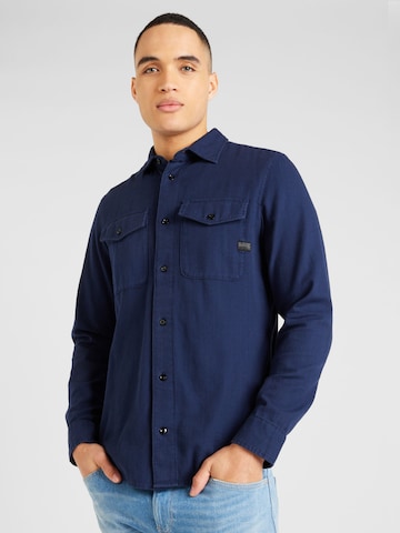 G-Star RAW Regular Fit Skjorte 'Marine' i blå: forside