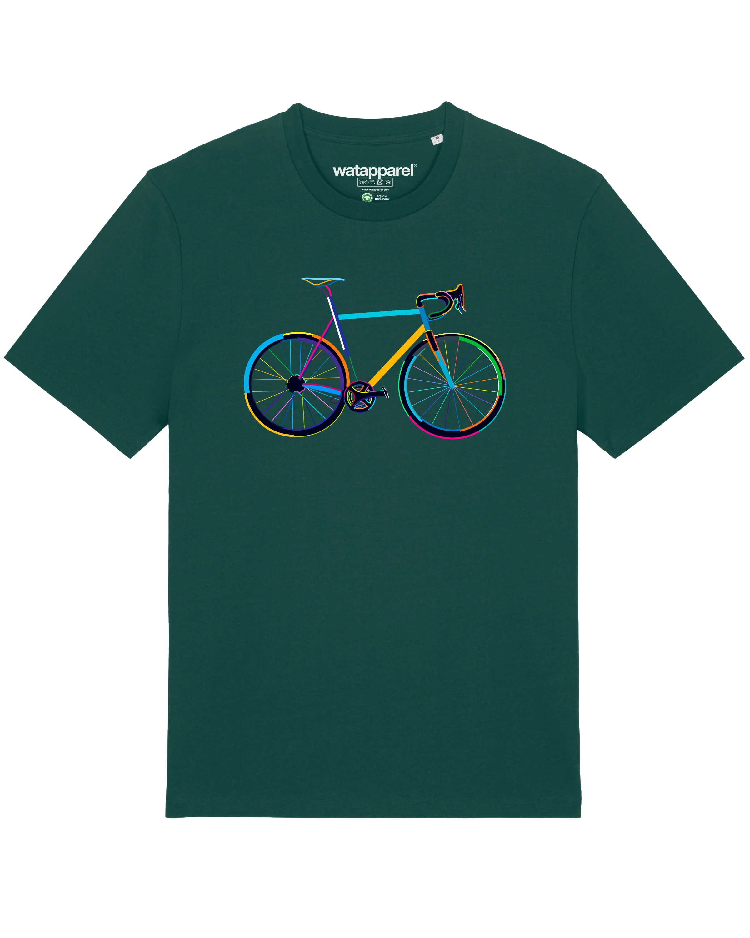 Maglietta ' Fahrrad by night ' di Watapparel in verde: frontale