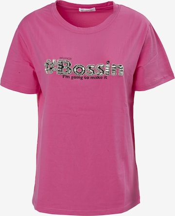 T-shirt 'Bossing' Influencer en rose : devant