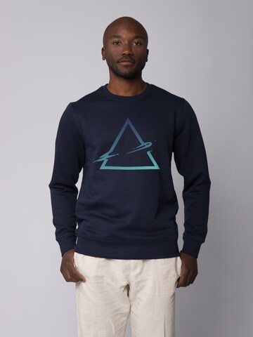 Sweat-shirt ' Triangle ' Watapparel en bleu : devant