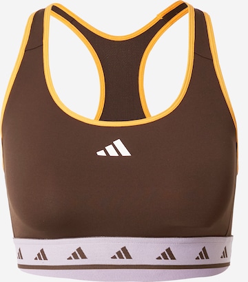 ADIDAS PERFORMANCE Bustier Sport bh 'Hyperglam Powerreact Medium-Support Techfit' in Bruin: voorkant