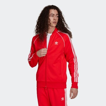 ADIDAS ORIGINALS Regular fit Zip-Up Hoodie 'Adicolor Classics Primeblue' in Red: front