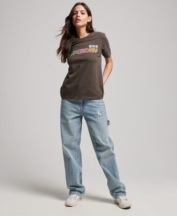 T-shirt 'Vintage Retro Rainbow' Superdry en marron