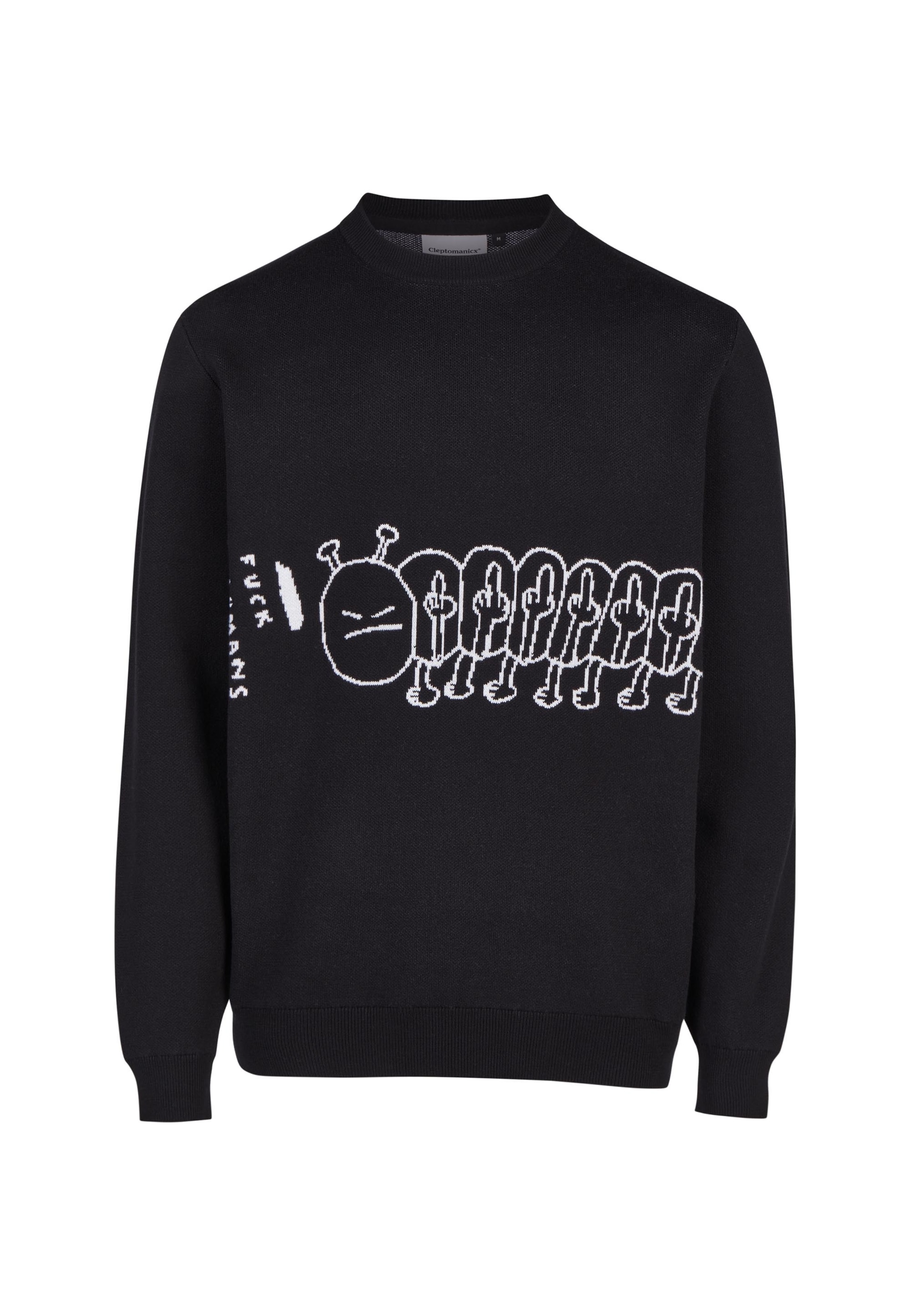 Cleptomanicx Sweater 'FUHUMANS' in Black: front
