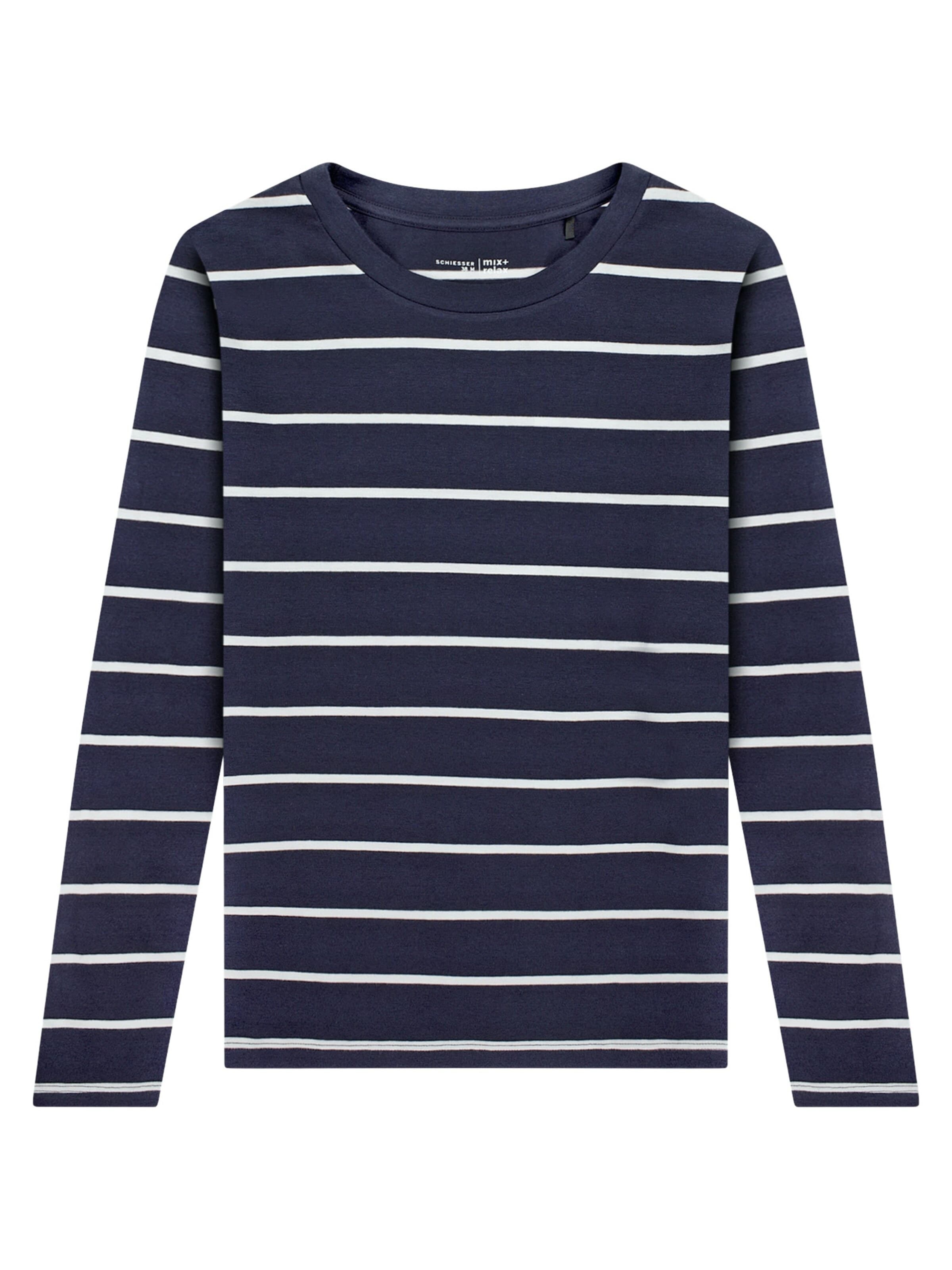 SCHIESSER Schlafshirt 'Mix & Relax' in S in marine / weiß, Produktansicht