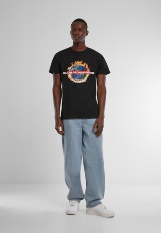 Mister Tee Shirt 'Global Warning' in Zwart