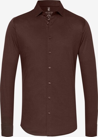 DESOTO Slim fit Button Up Shirt in Brown: front