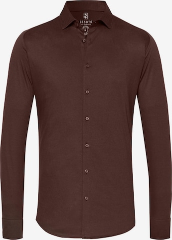 DESOTO Slim fit Button Up Shirt in Brown: front