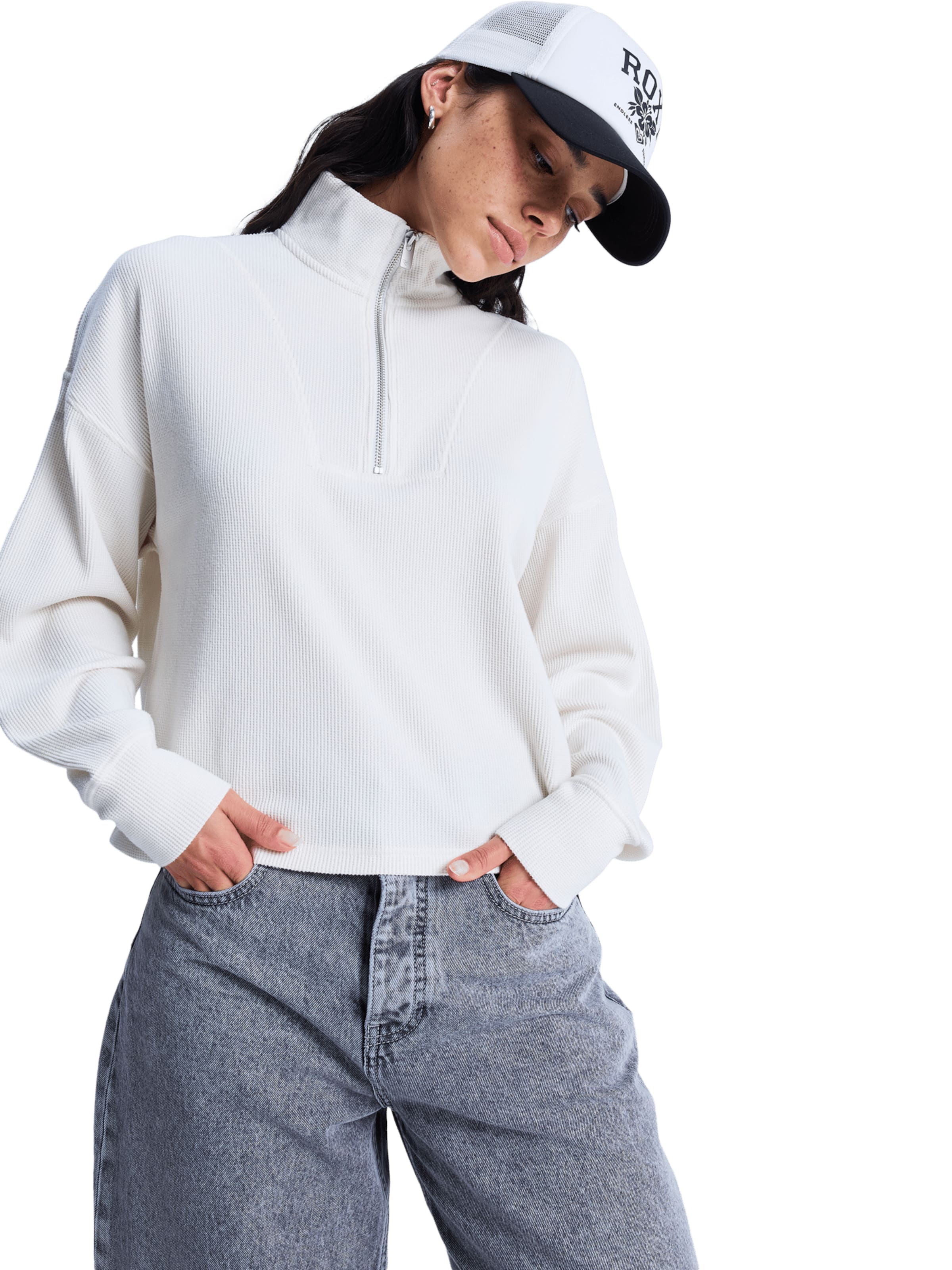 ROXY Sweatshirt 'Carefree Cool' in White: front