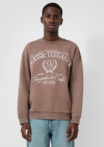 Sweat-shirt QS en marron : devant