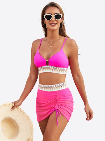Magicshe Push-up Bikini 'Push Up Bikini Set mit hoher Taille' in Pink