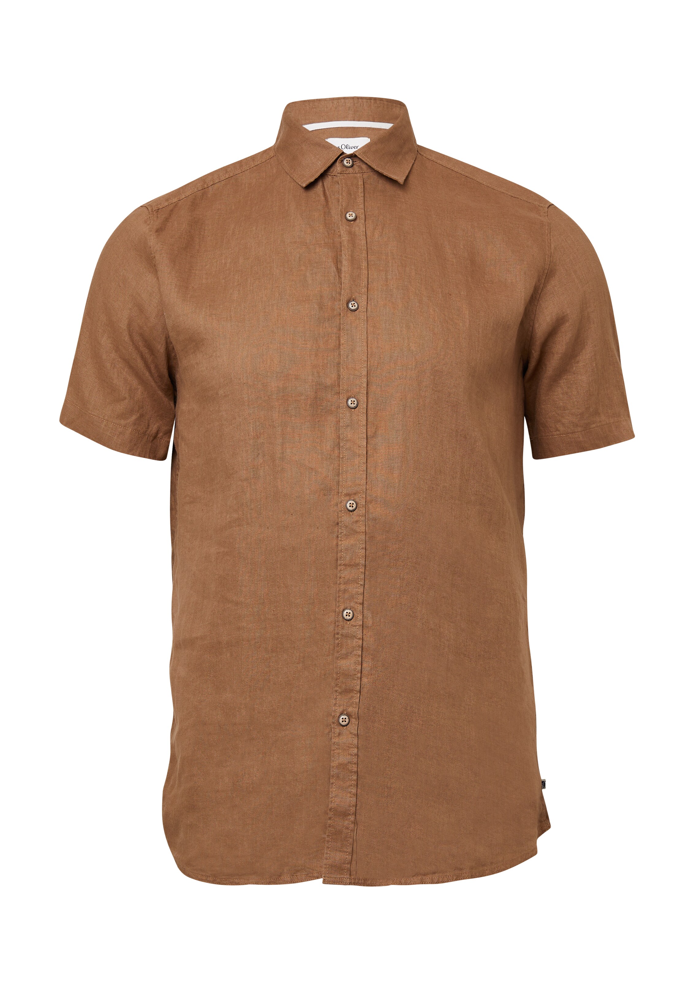 s.Oliver Men Big Sizes Button Up Shirt in Brown: front