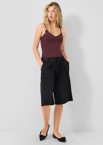 Wide Leg Pantalon à plis QS en noir