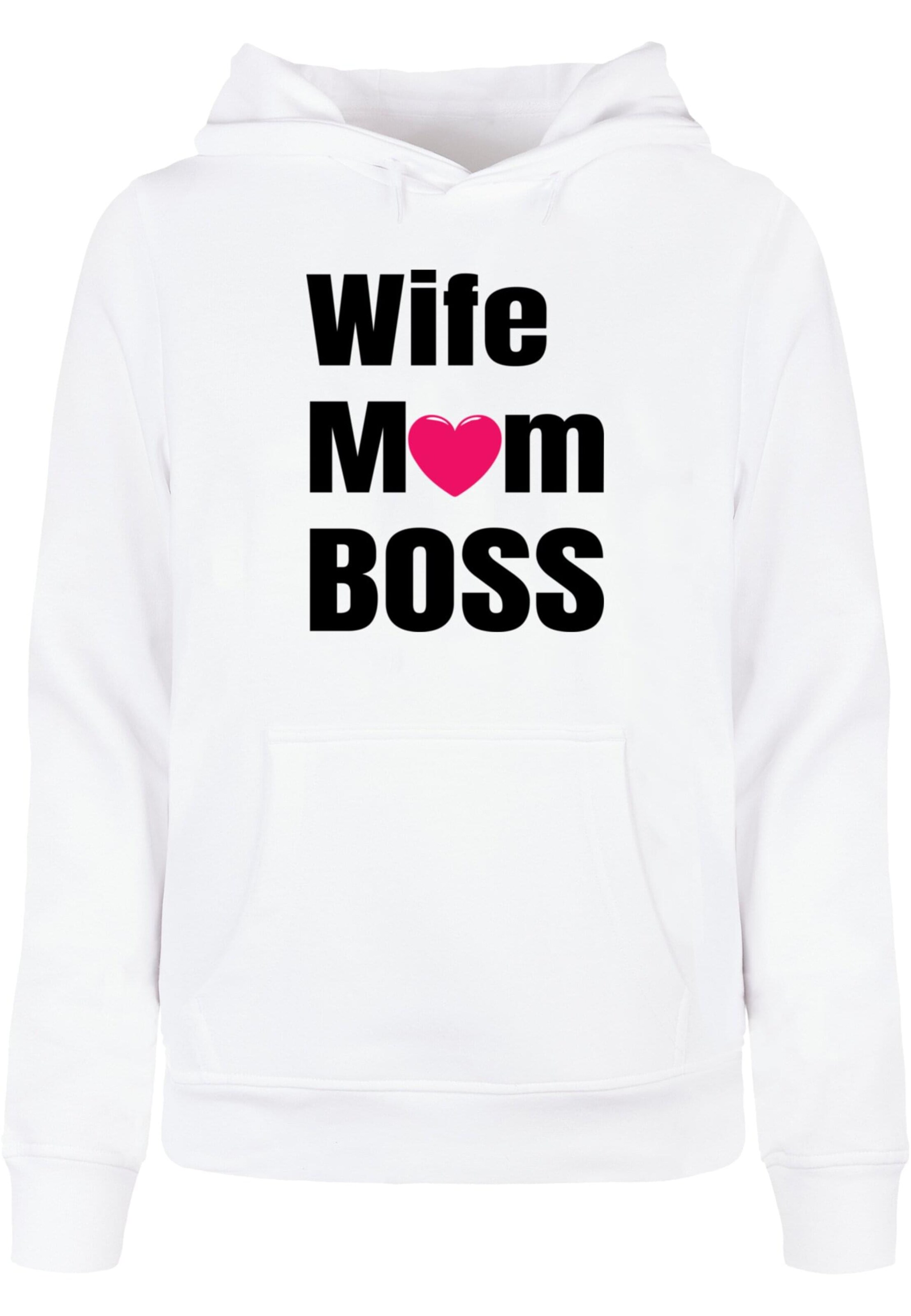 ABSOLUTE CULT Sweatshirt 'Mother's Day - Wife Mum Boss' in Weiß: Vorderseite