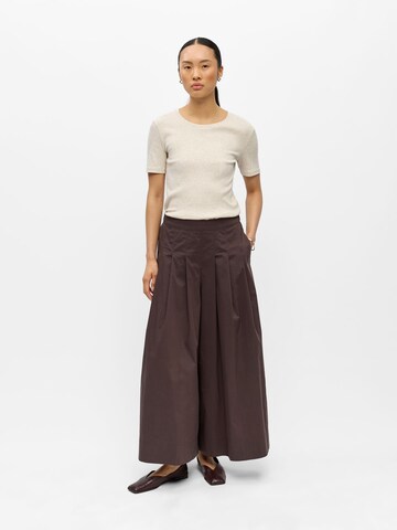 OBJECT Wide leg Broek 'OBJPaige' in Bruin