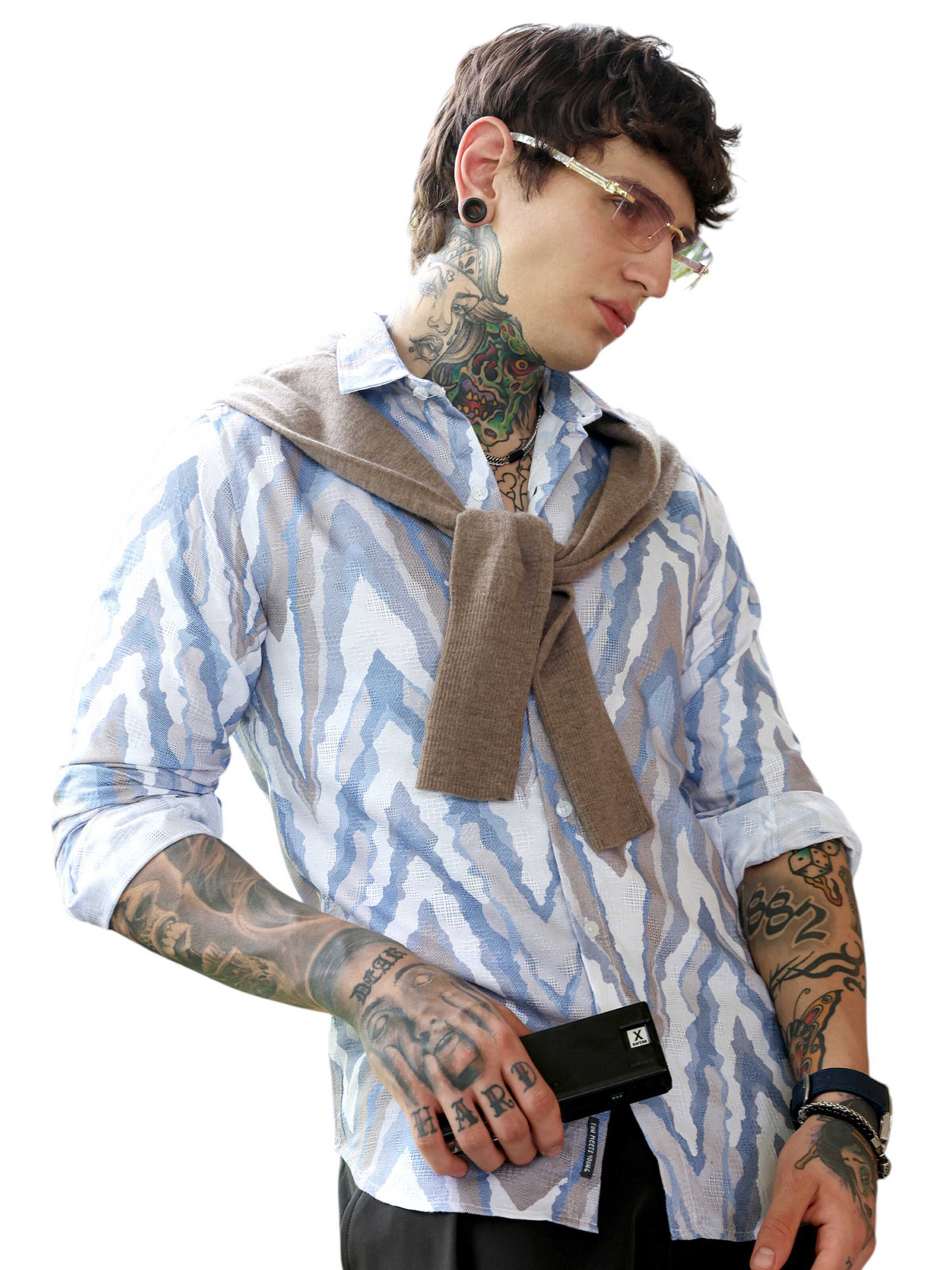 Campus Sutra Средняя посадка Рубашка 'Kyra' в Синий