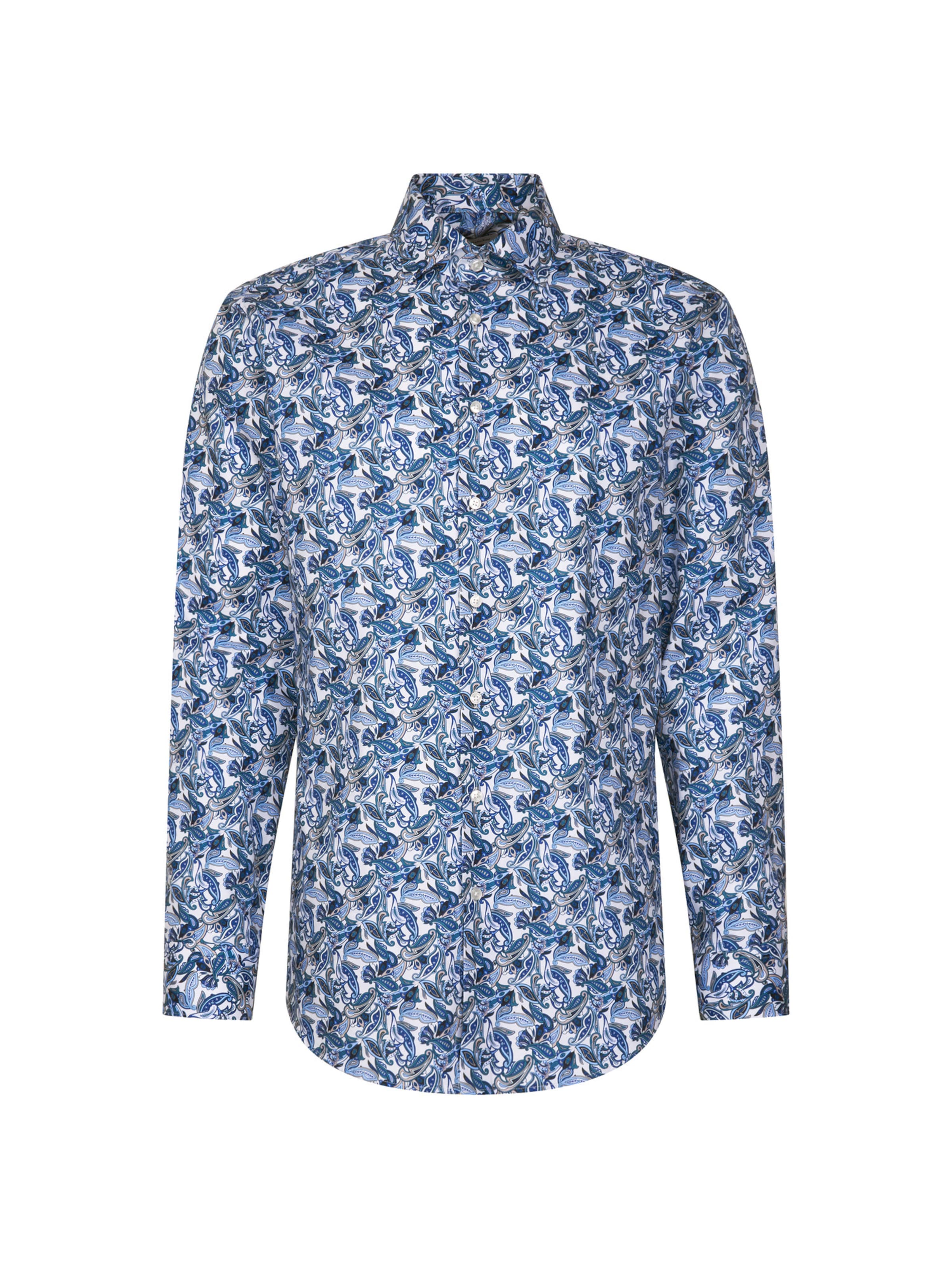 SEIDENSTICKER Regular Fit Hemd 'Schwarze Rose ' in Blau: Vorderseite